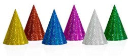 Holographic Party Cone Hats - Assorted Colours